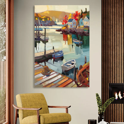 Camden Scenic Harbor View Living Room - Canvas Wall Art