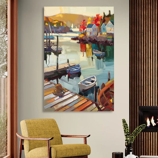 Camden Scenic Harbor View Living Room - Canvas Wall Art