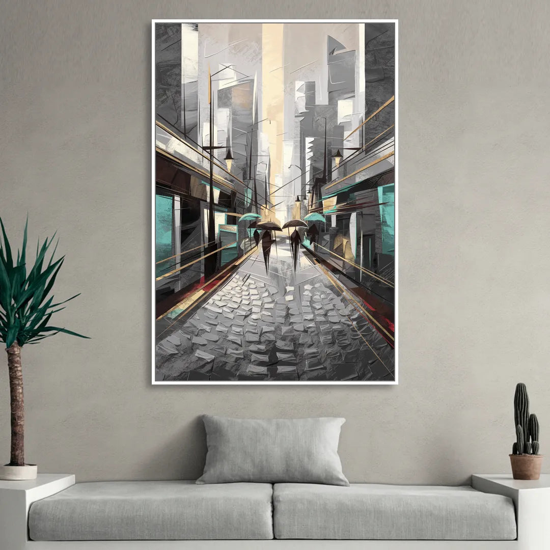 Camden Urban Charm Living Room - White Canvas Wall Art