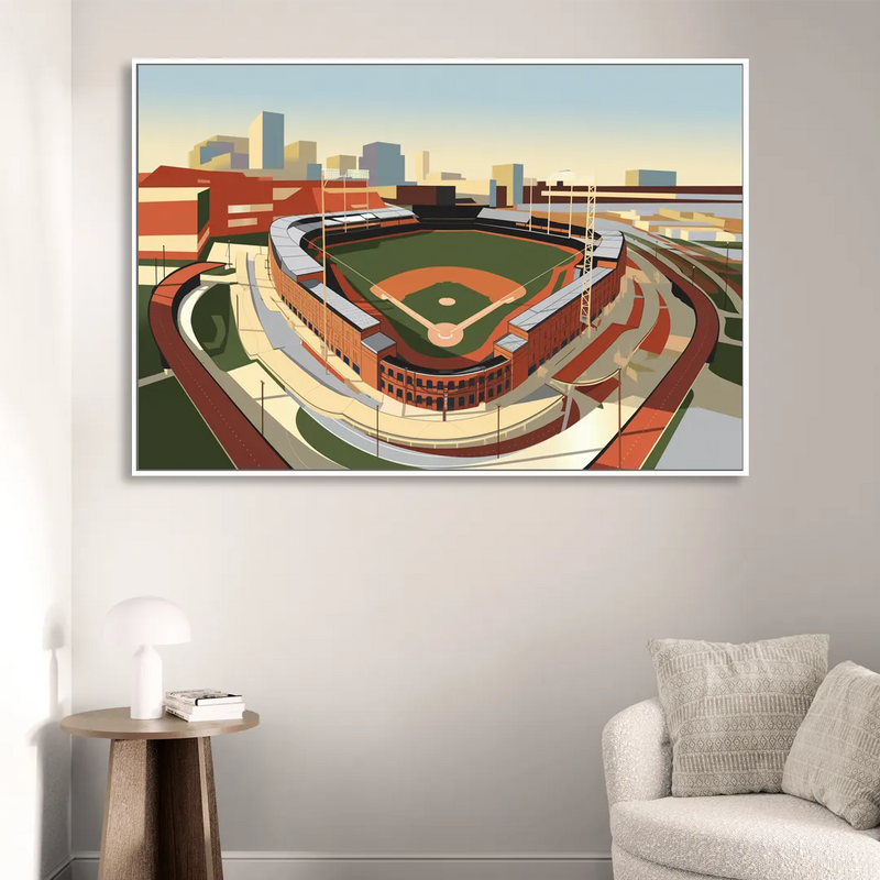 Camden Yards Baseball Stadium Sitting Room - White Canvas Wall Art