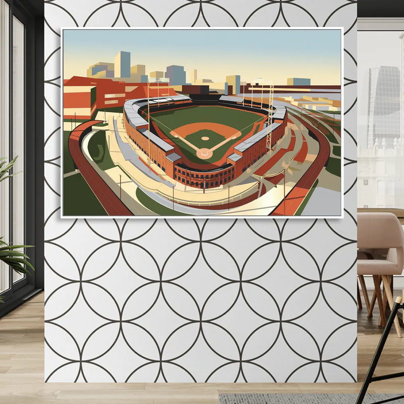 Camden Yards Baseball Stadium Living Room - White Canvas Wall Art
