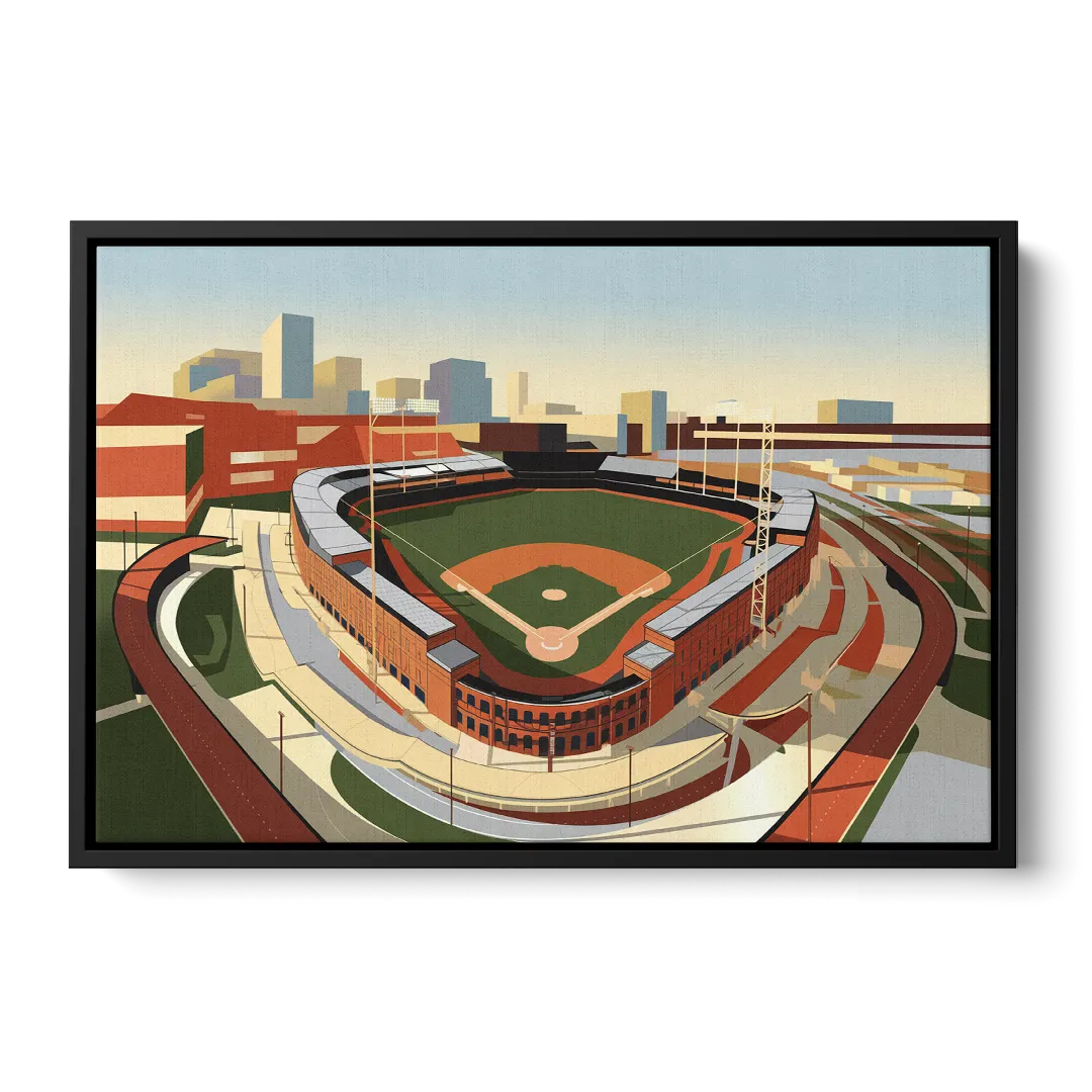 Camden Yards Baseball Stadium Front - Black Canvas Wall Art