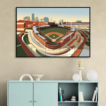Camden Yards Baseball Stadium Living Room - Black Canvas Wall Art
