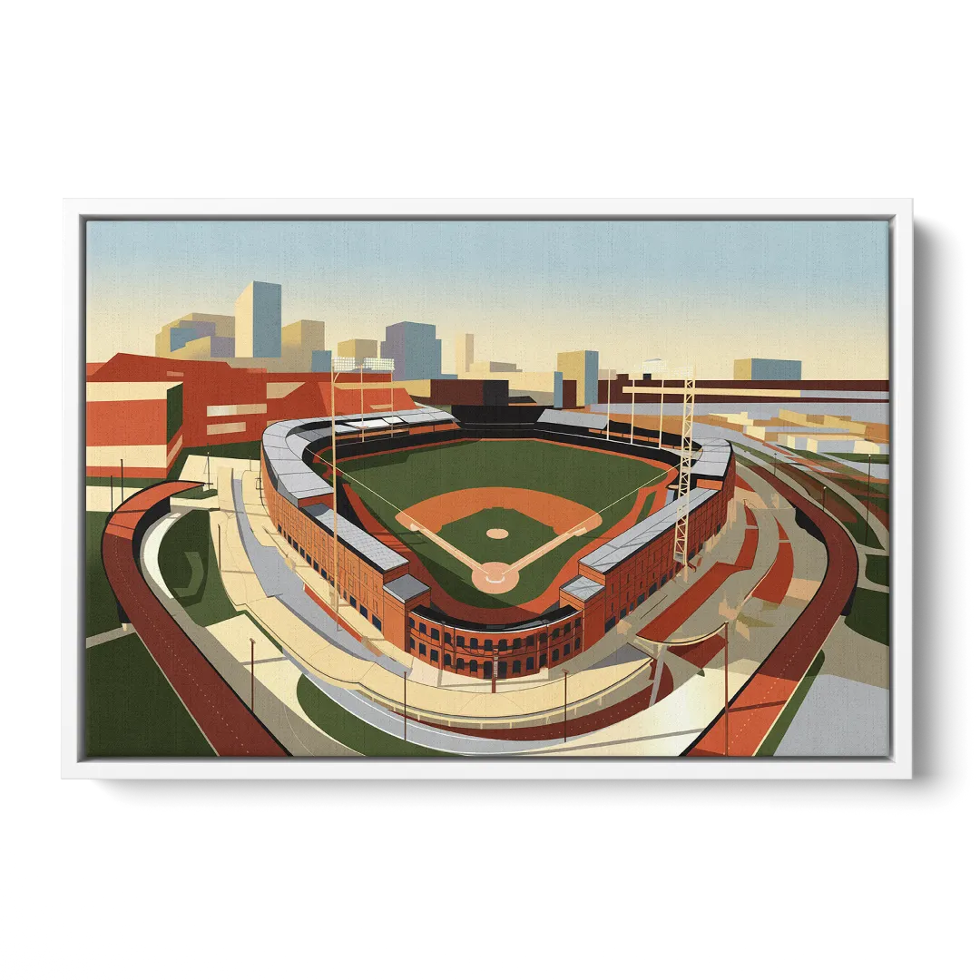 Camden Yards Baseball Stadium Front - White Canvas Wall Art