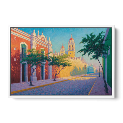 Campeche Walled City Front - White Canvas Wall Art