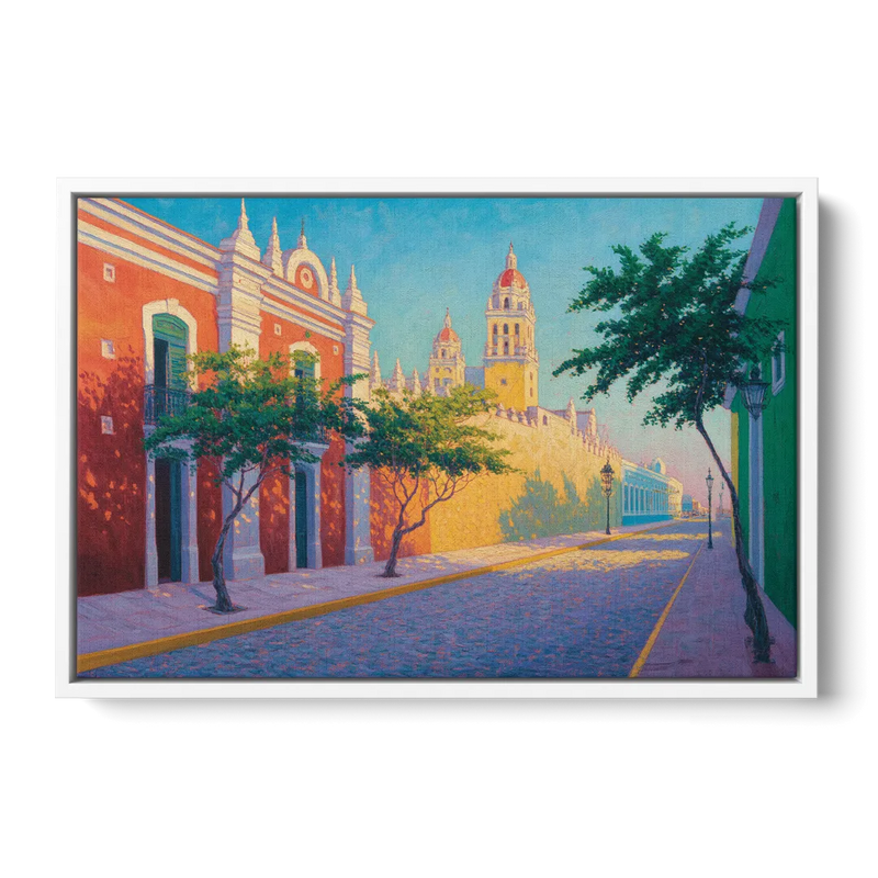 Campeche Walled City Front - White Canvas Wall Art