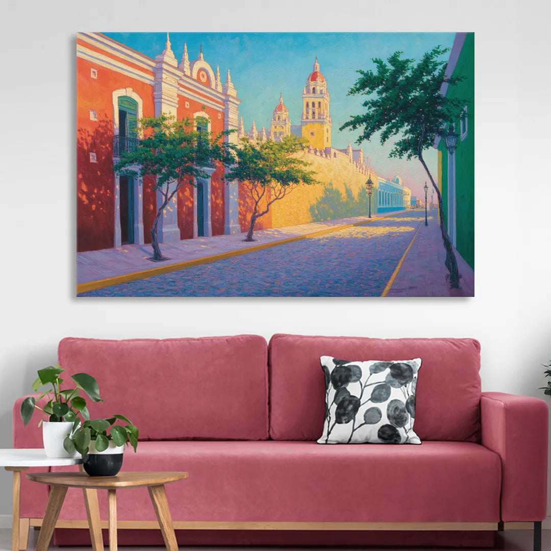 Campeche Walled City Sitting Room - Canvas Wall Art