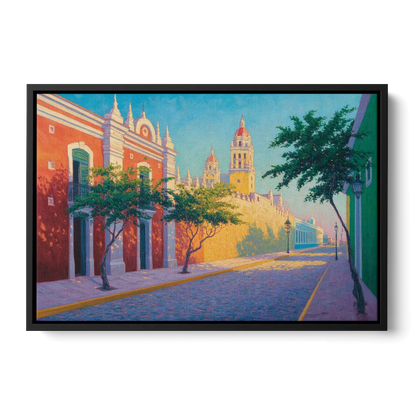 Campeche Walled City Front - Black Canvas Wall Art