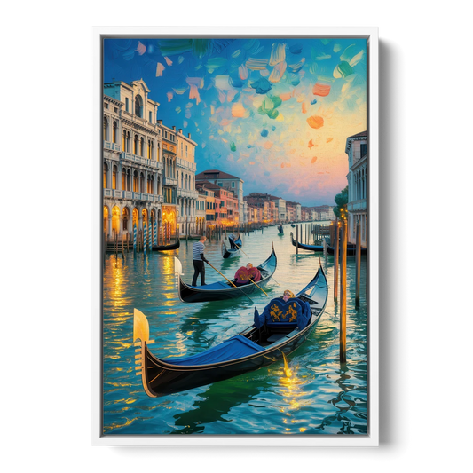 Canal Grande Serenity - White Framed Canvas Wall Art - Front