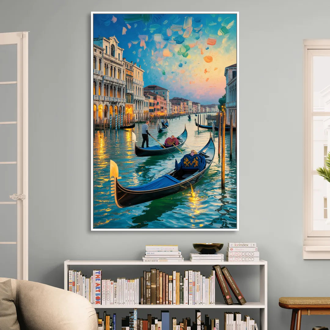 Canal Grande Serenity Sitting Room - White Canvas Wall Art
