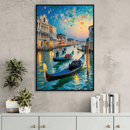 Canal Grande Serenity Sitting Room - Black Canvas Wall Art