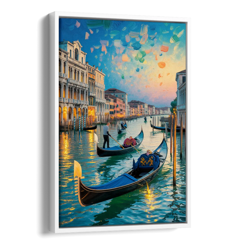 Canal Grande Serenity Side - White Canvas Wall Art