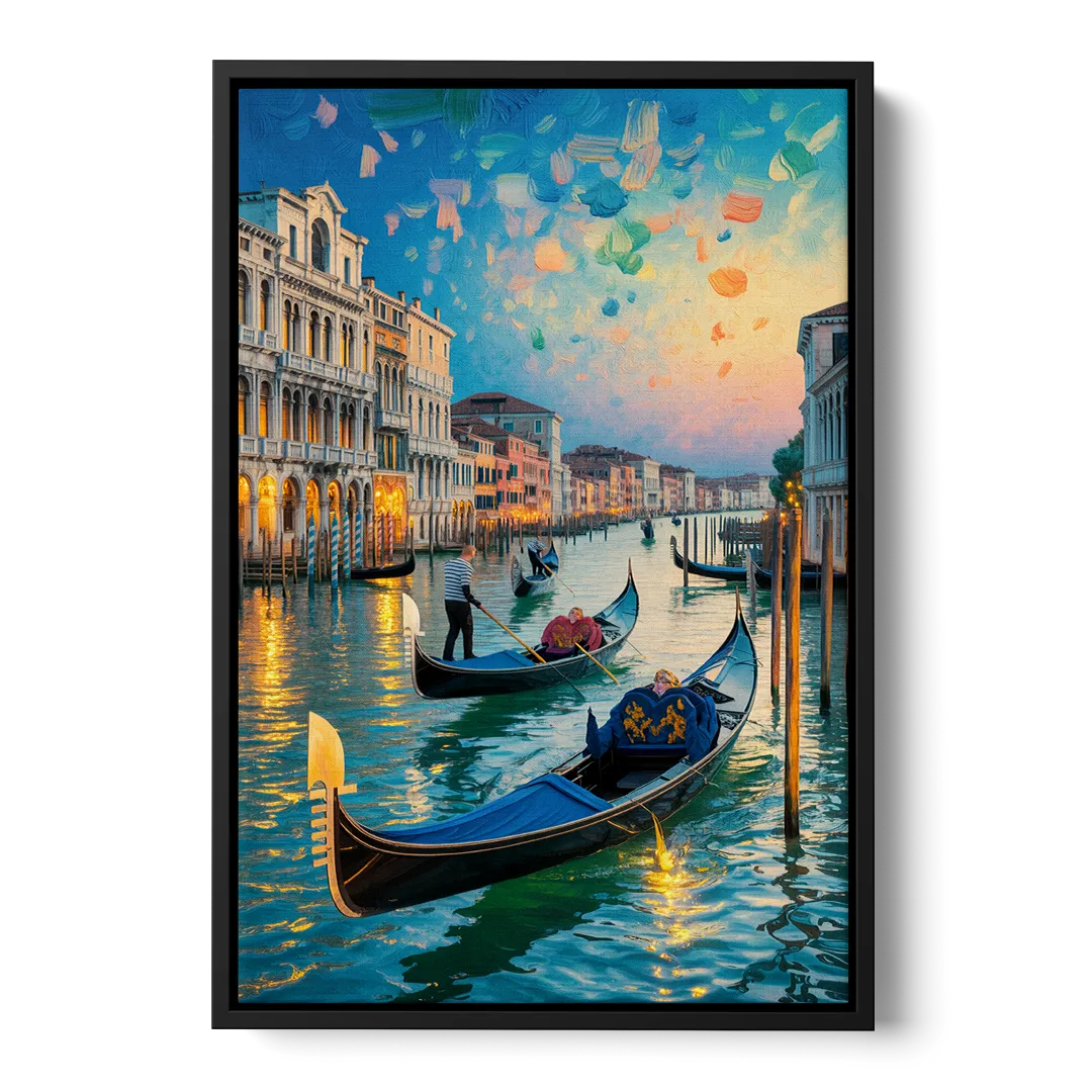 Canal Grande Serenity Front - Black Canvas Wall Art