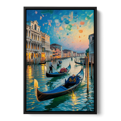 Canal Grande Serenity Front - Black Canvas Wall Art