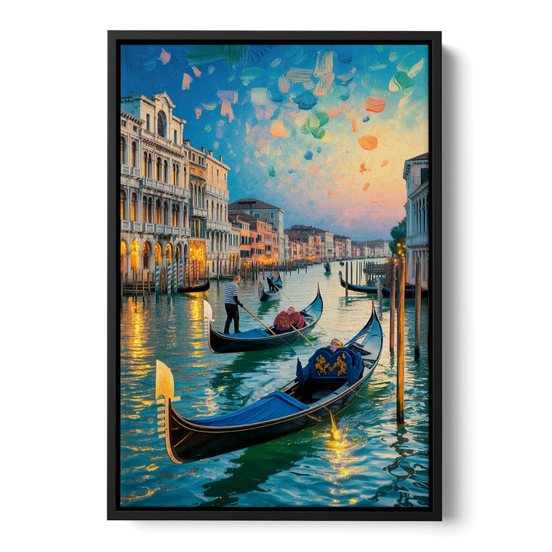 Canal Grande Serenity Front - Black Canvas Wall Art