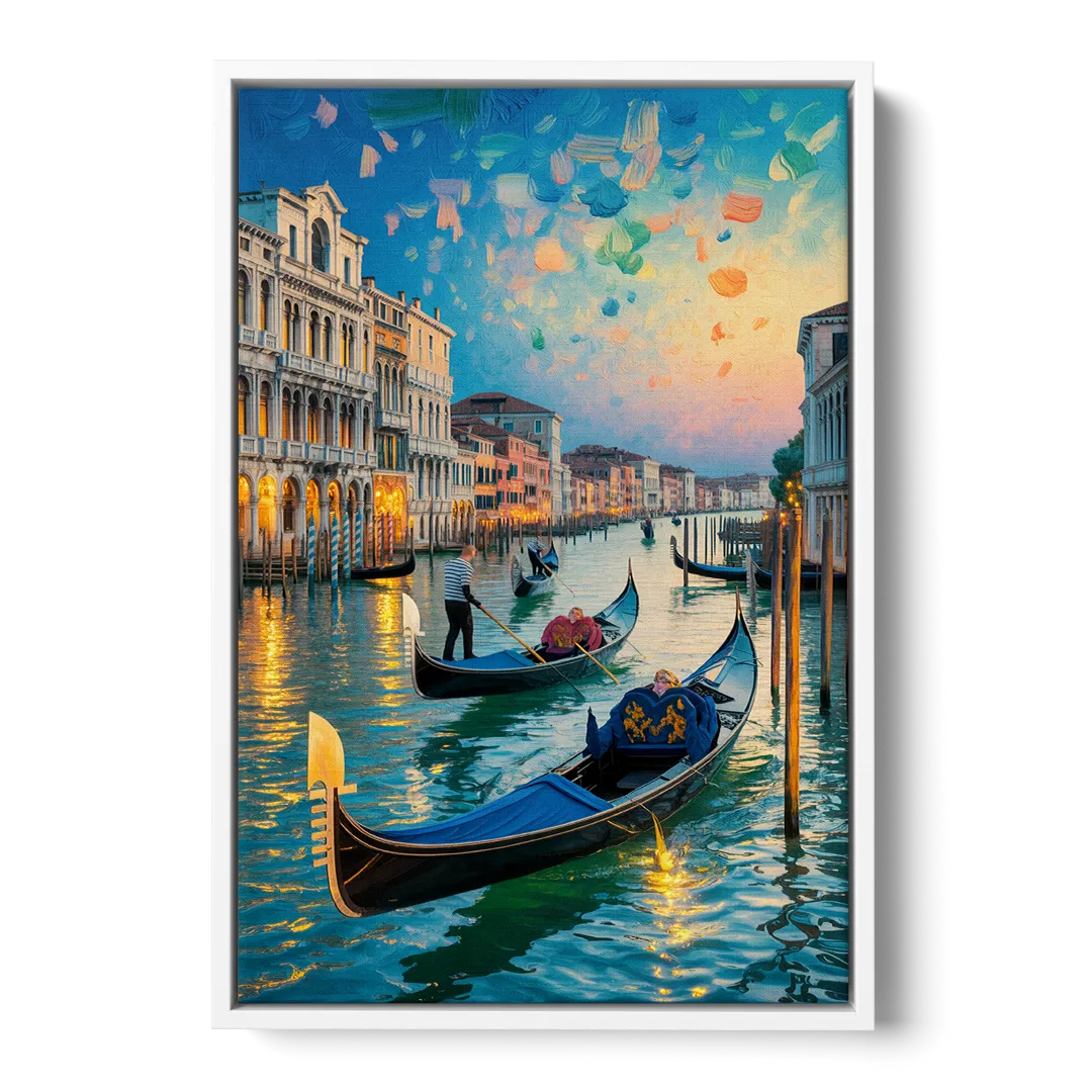 Canal Grande Serenity Front - White Canvas Wall Art