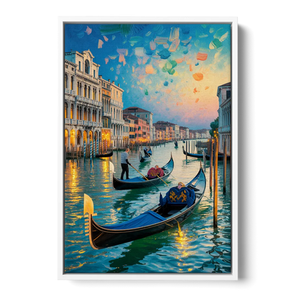 Canal Grande Serenity Front - White Canvas Wall Art