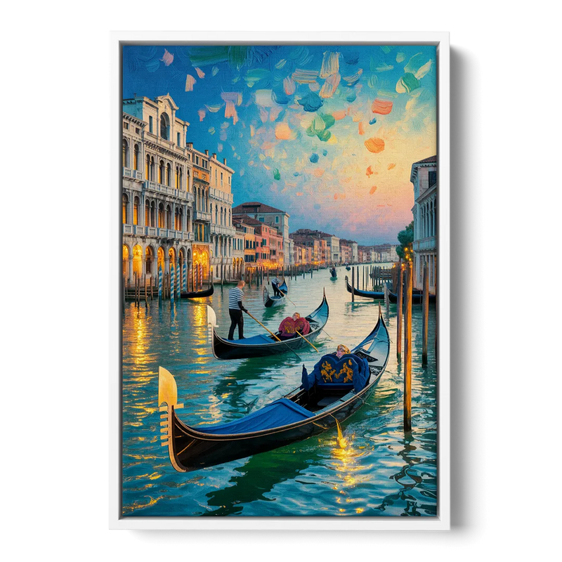 Canal Grande Serenity Front - White Canvas Wall Art