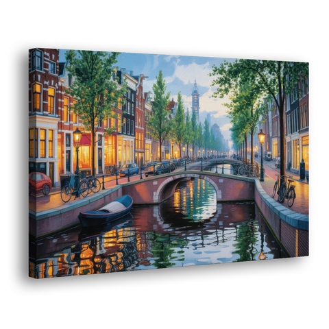 Canals of Amsterdam - Canvas Wall Art - Side