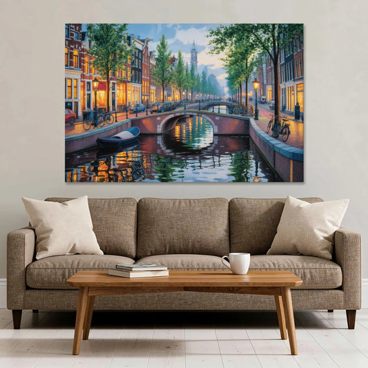 Canals of Amsterdam - Canvas Wall Art - Sofa - 60x40