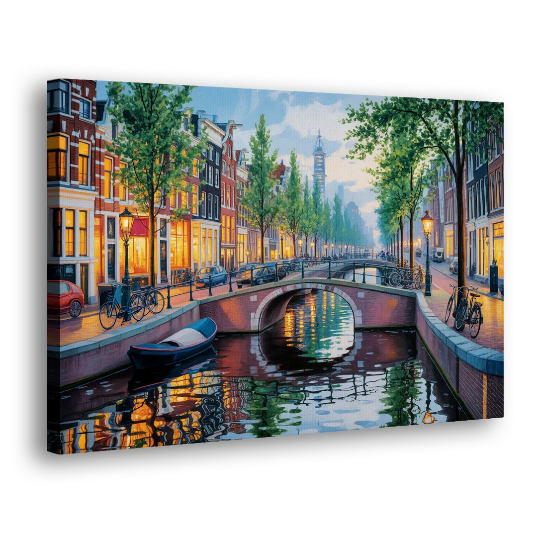 Canals of Amsterdam Side - Canvas Wall Art