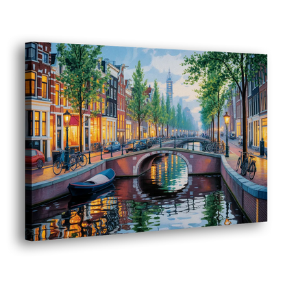 Canals of Amsterdam Side - Canvas Wall Art