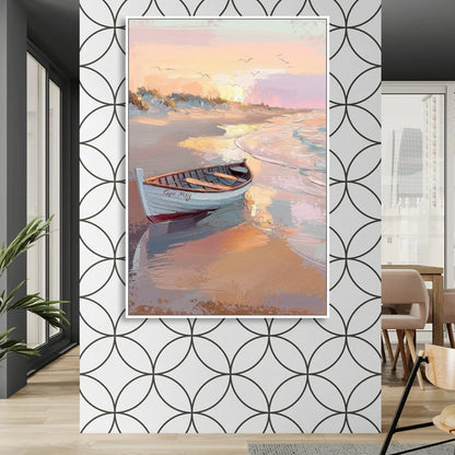 Cape May Beach Sunrise Sitting Room - White Canvas Wall Art