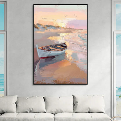 Cape May Beach Sunrise Sitting Room - Black Canvas Wall Art