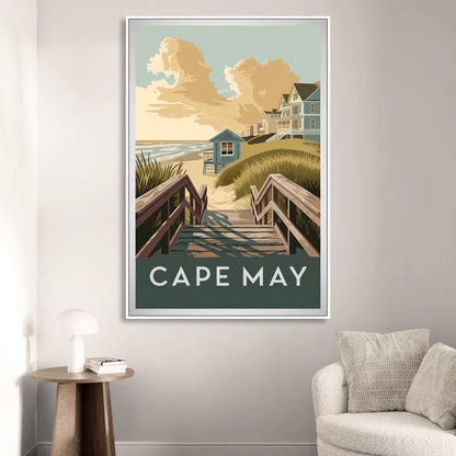 Cape May Boardwalk Views Sitting Room - White Canvas Wall Art