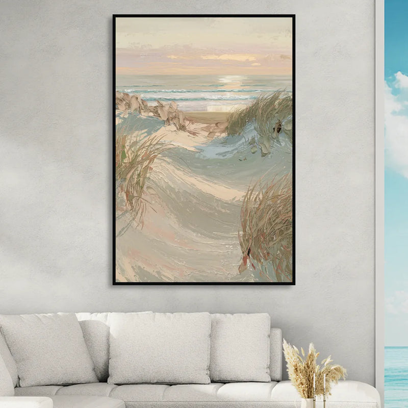 Cape May Coastal Serenity Sitting Room - Black Canvas Wall Art