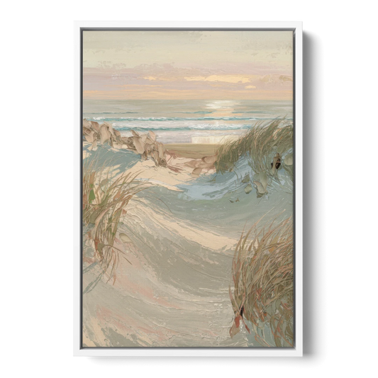 Cape May Coastal Serenity - White Framed Canvas Wall Art - Front