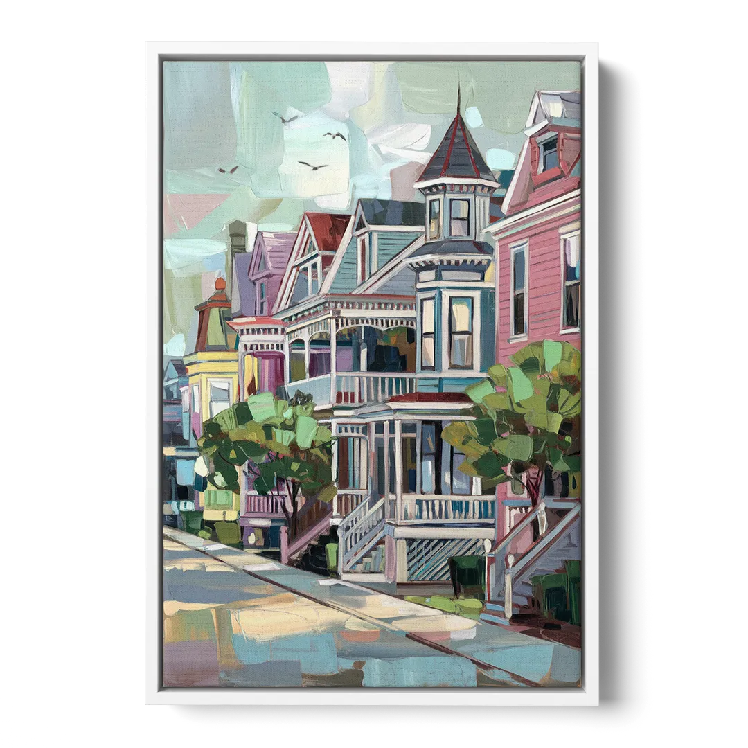Cape May Historic District Front - White Canvas Wall Art