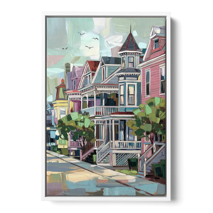 Cape May Historic District Front - White Canvas Wall Art
