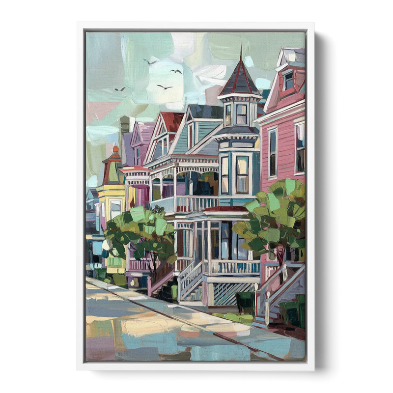 Cape May Historic District Front - White Canvas Wall Art