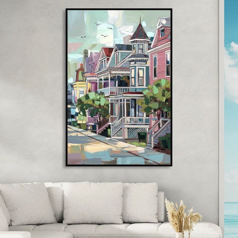 Cape May Historic District Living Room - Black Canvas Wall Art