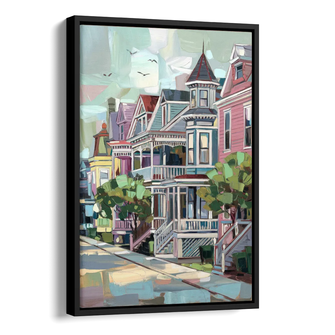 Cape May Historic District Side - Black Canvas Wall Art
