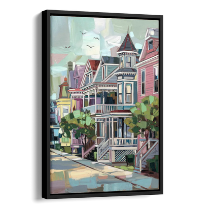Cape May Historic District Side - Black Canvas Wall Art