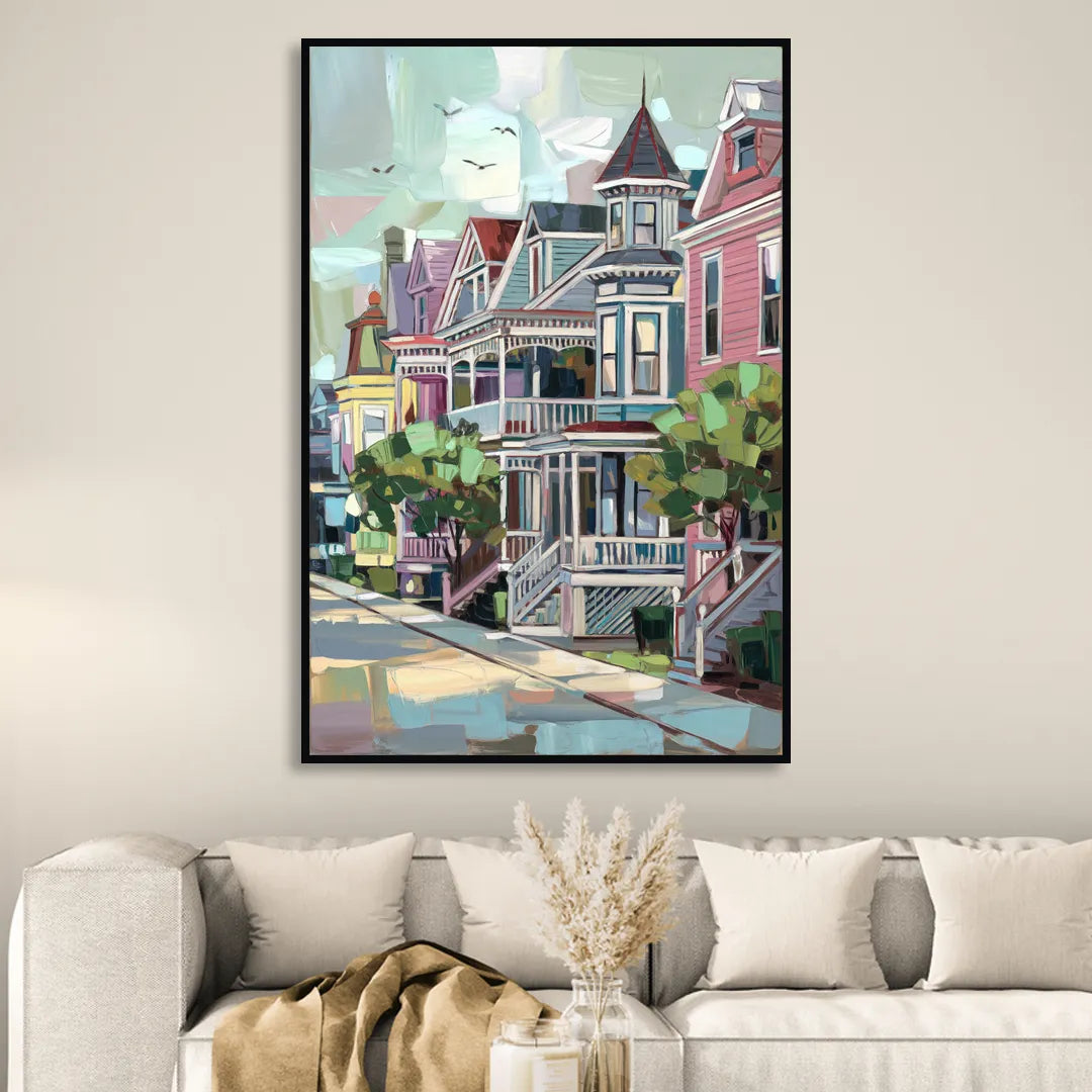 Cape May Historic District Sitting Room - Black Canvas Wall Art