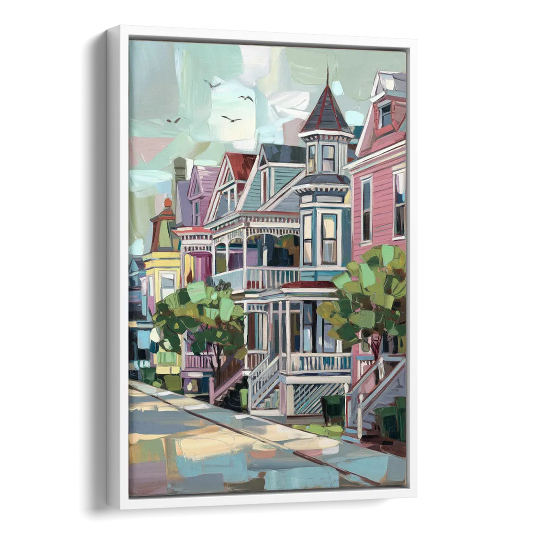 Cape May Historic District Side - White Canvas Wall Art