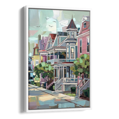 Cape May Historic District Side - White Canvas Wall Art