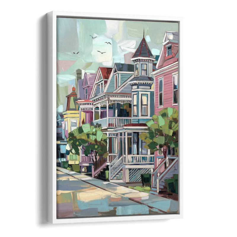 Cape May Historic District Side - White Canvas Wall Art