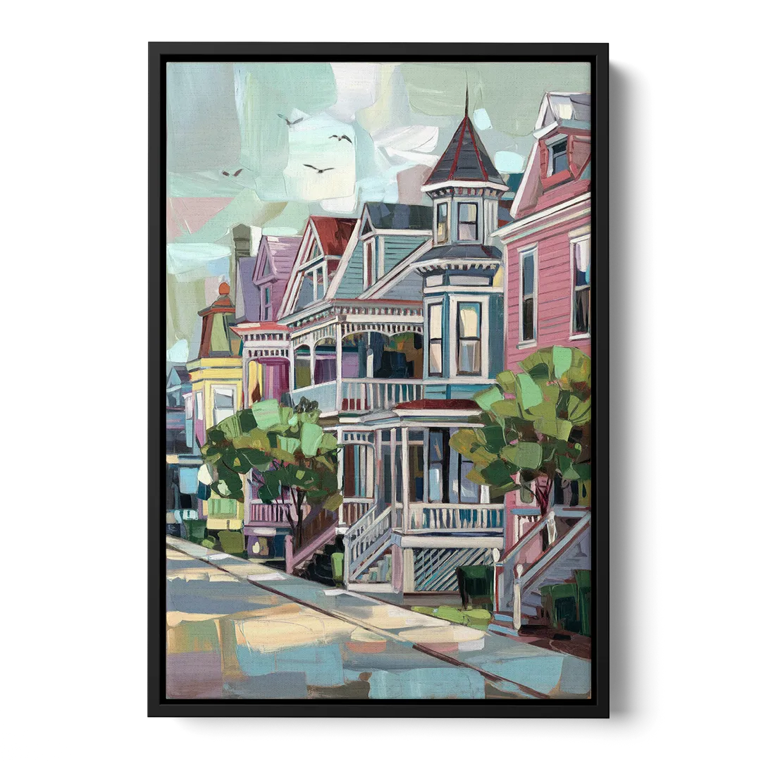 Cape May Historic District Front - Black Canvas Wall Art
