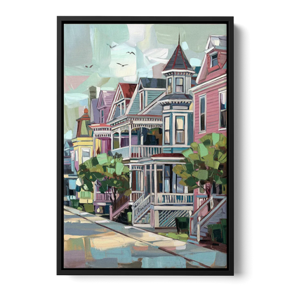 Cape May Historic District Front - Black Canvas Wall Art