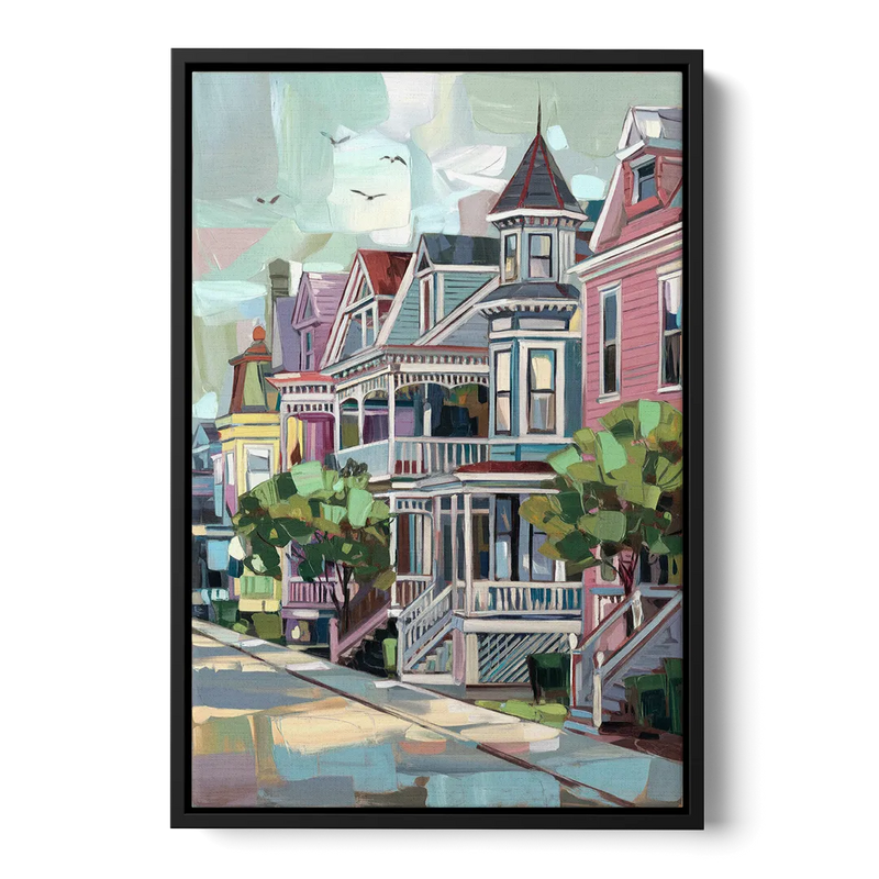 Cape May Historic District Front - Black Canvas Wall Art