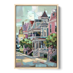 Cape May Historic District - Oak Framed Canvas Wall Art - Front
