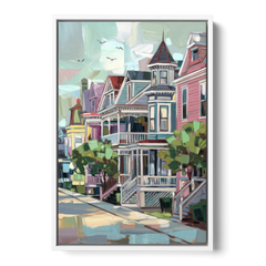 Cape May Historic District - White Framed Canvas Wall Art - Front
