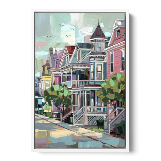 Cape May Historic District - White Framed Canvas Wall Art - Front
