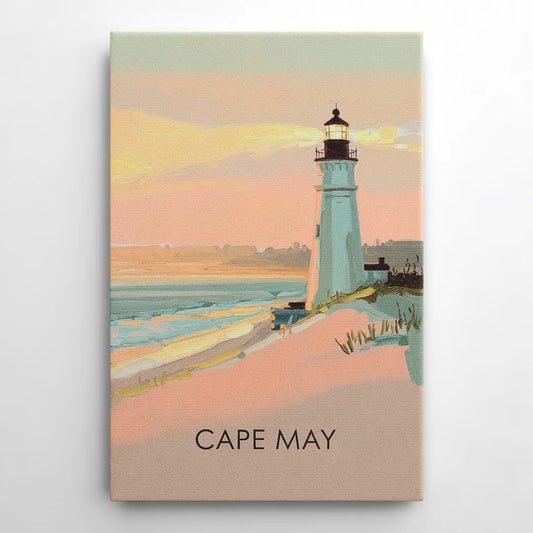 Cape May Lighthouse Glow - Canvas Wall Art
