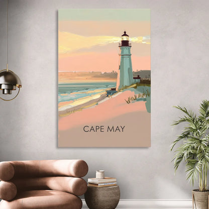 Cape May Lighthouse Glow Sitting Room - Canvas Wall Art