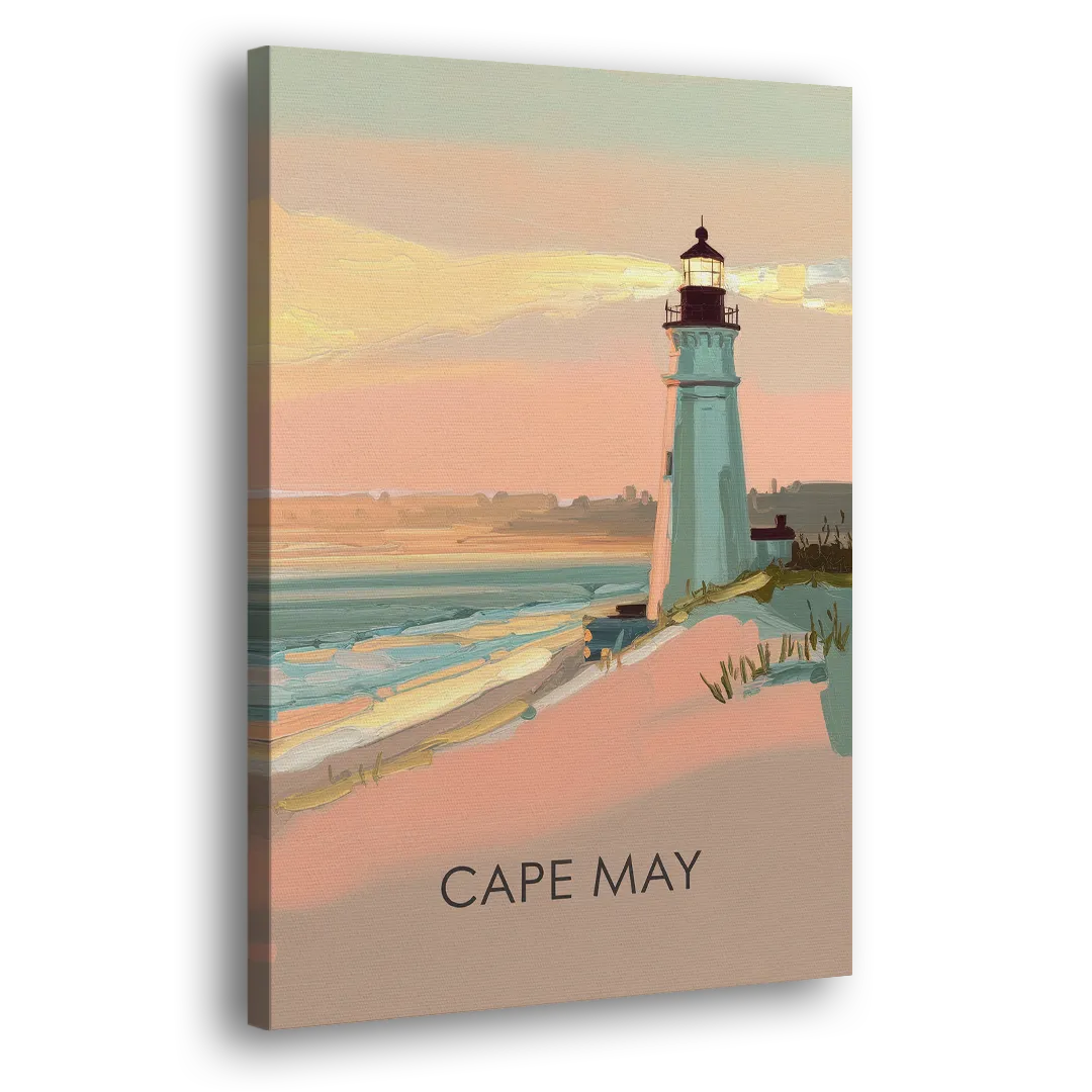 Cape May Lighthouse Glow Side - Canvas Wall Art